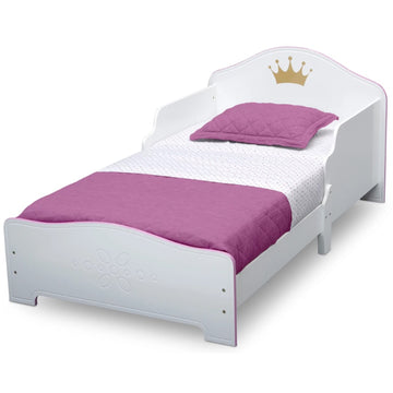 Princess Crown White/Pink Wood Toddler Bed